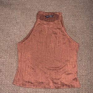 Brown knit crop top
